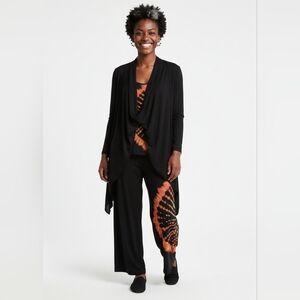Kokomo Unlimited Black Orange Tie-Dye Drape Top Wide LE Pants Set 1X (Bx17)